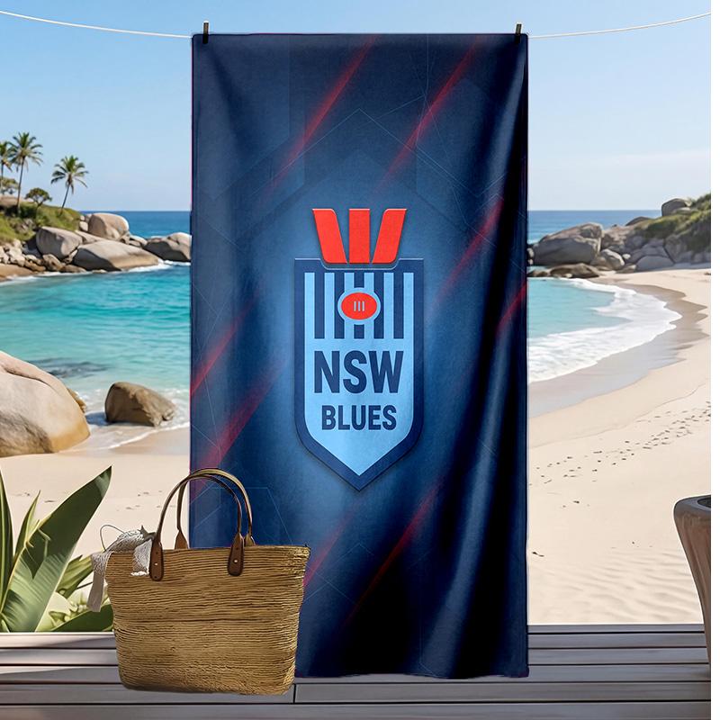 NSW Blues Print Beach Towel Soft Portable Quick?dry Towel For Pool Summer Vacation Outdoor Sport