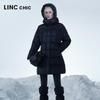 Jinyujie Women's High-Neck Mid-Length Goose Down Puffer Coat