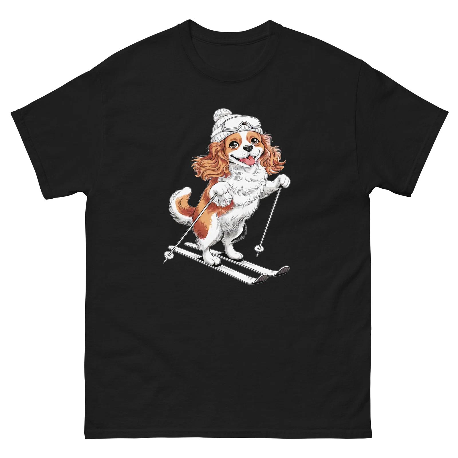 Cavalier King Charles Dog Skiing Fun Ski Skier Shirt T-Shirt S