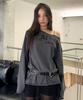 THEVINYLHOUSE Loose Fit Unbalance Ls Tee(W) Charcoal