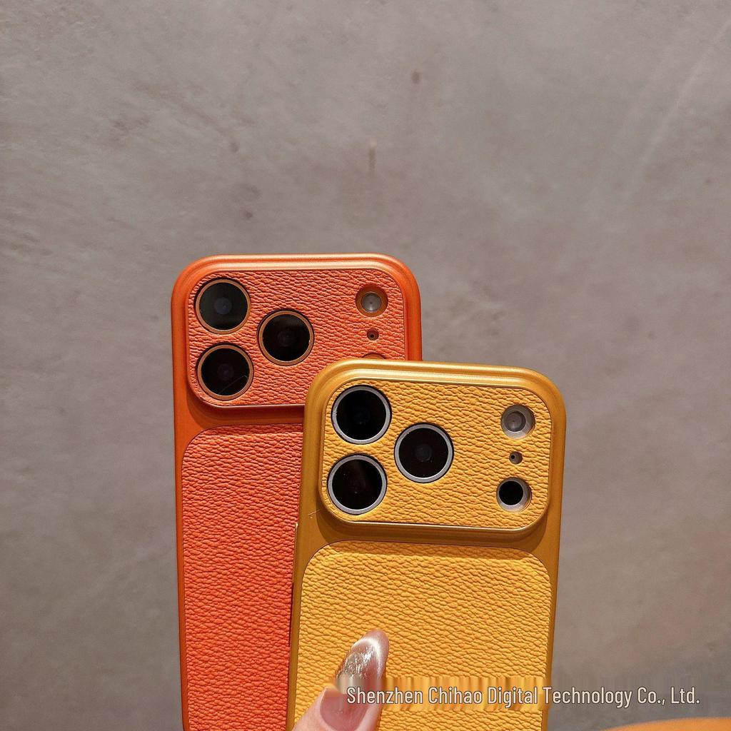 iPhone 17 Pro Max Lychee Pattern Case: Simple Precise Hole Design, Anti-fall PC for Apple 16