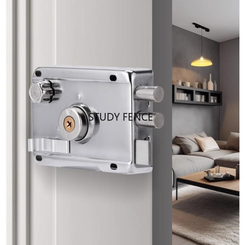 1 Set of Old Style Exterior Door Lock Set Anti-theft Door Lock Indoor Iron Door Lock with A Key Household Hardware Accessories