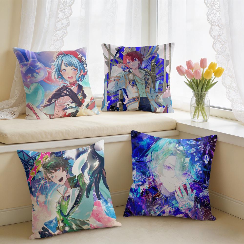 EEnsemble Stars Anime Cushion Cover Square Short Plush Pillow Case Living Room Sofa Home Decor Funda X