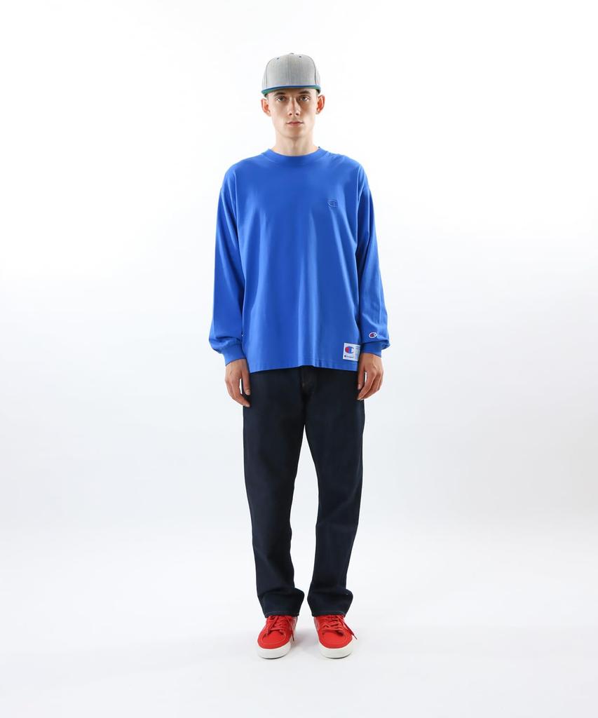 Champion Long Sleeve Crew Relax Logo T-Shirt, Neck, 100% Cotton, Fit, One-Point Embroidery, C3-V414-327-S