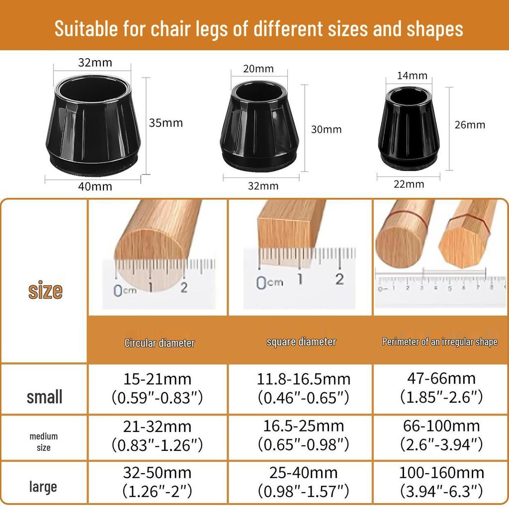 Reinforced Non-Slip Silent Chair and Table Leg Covers with Wear-Resistant Foot Pads