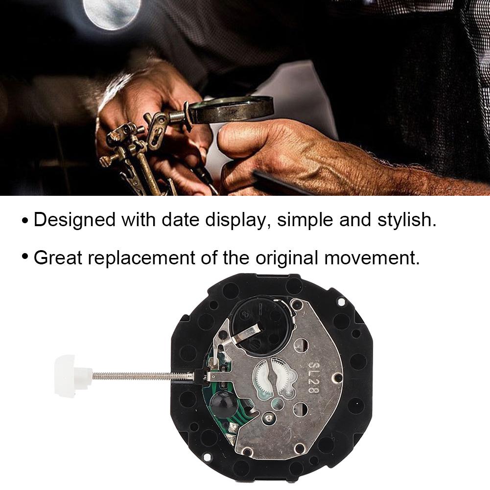 SL28 Three Hands Quartz Movement Date Watch Wristwatch Repair Accessory (Double Calendar)