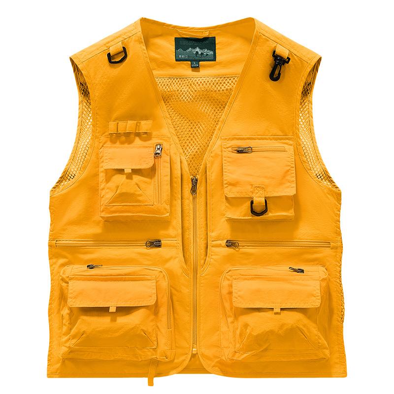 Men S Loose Sleeveless Multi Pocket Zipper Vest For Fishing Photography