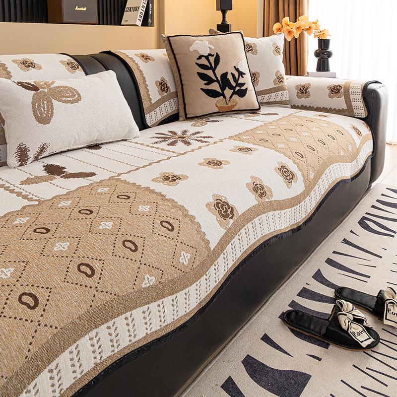 

New Straight Row Sofa Cushion Four Seasons Universal Seat Cushion Sofa Towel Universal All-Inclusive Cover Spring Pastoral Cover 70*70cm