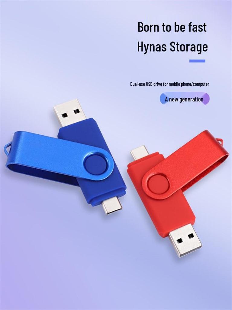 Rotating Dual-Use USB Flash Drive: Type-C 3.0, OTG, 64GB/32GB/16GB/8GB for Mobile & Computer