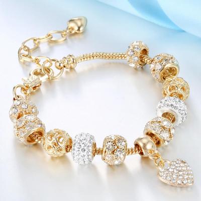 Europäisches Goldperlenarmband: DIY Legierung Großlochperlen Design für Frauen