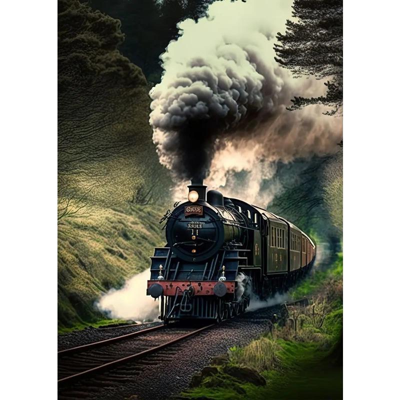 Vintage Cale Ferată Retro Cale Ferată Tren cu Aburi Locomotivă Peisaj Poster de Artă Pictură pe Pânză Imprimeuri de Perete Imagine Cameră Decor Acasă
