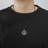 Vintage Distressed Peace Sign Pendant Necklace For Men Trendy Street Titanium Steel Clavicle Chain Jewelry Accessory