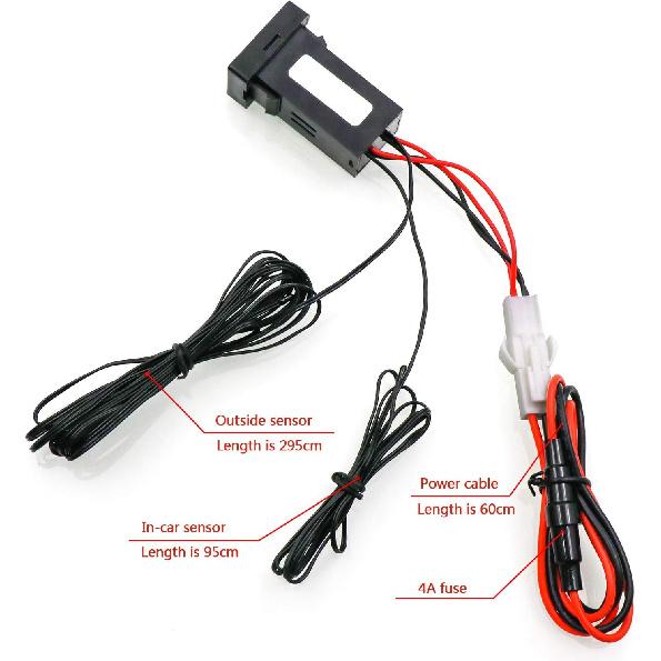 Car Internal and External Temperature Display, Fahrenheit Temperature, Dual Temperature Sensors Use for Toyota (Type A)