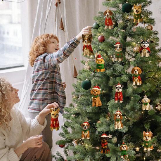 Dog Advent Calendar 2025 24Pcs 2D Dog Breeds Ornaments for Tree Decor 24 Days Christmas Countdown Calendar Surprise Gifts for Dog Lovers
