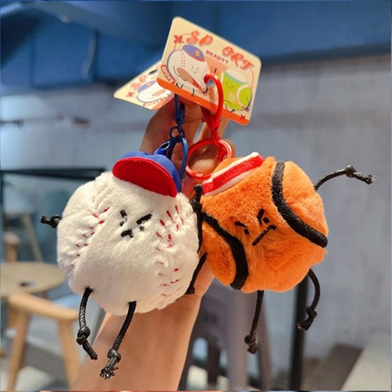 Unique Key Charm Pendant Sports Series Pendant Bag Pendant Keyring Plush Texture Present for Fashionable Lover