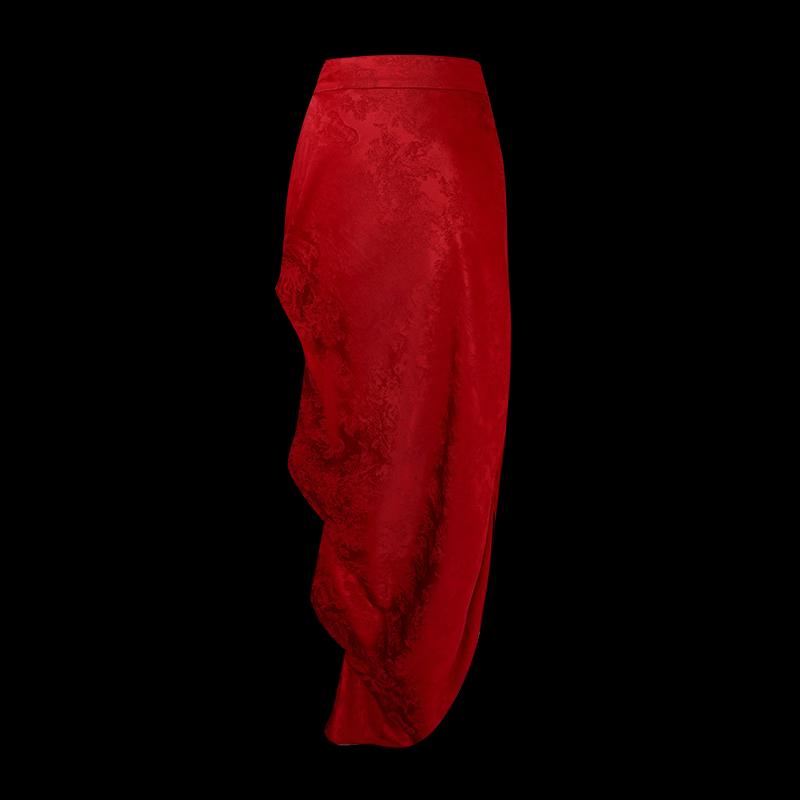 HECO New Chinese Style Acetate Jacquard Midi Skirt