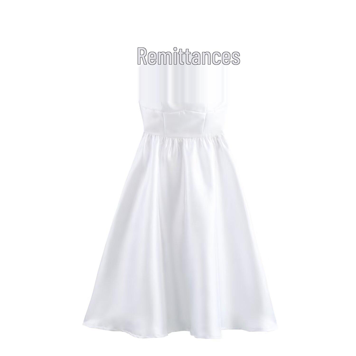 

Весна 2025 Женское элегантное длинное платье в европейском и американском стиле на тонких бретелях, облегающее талию M белый