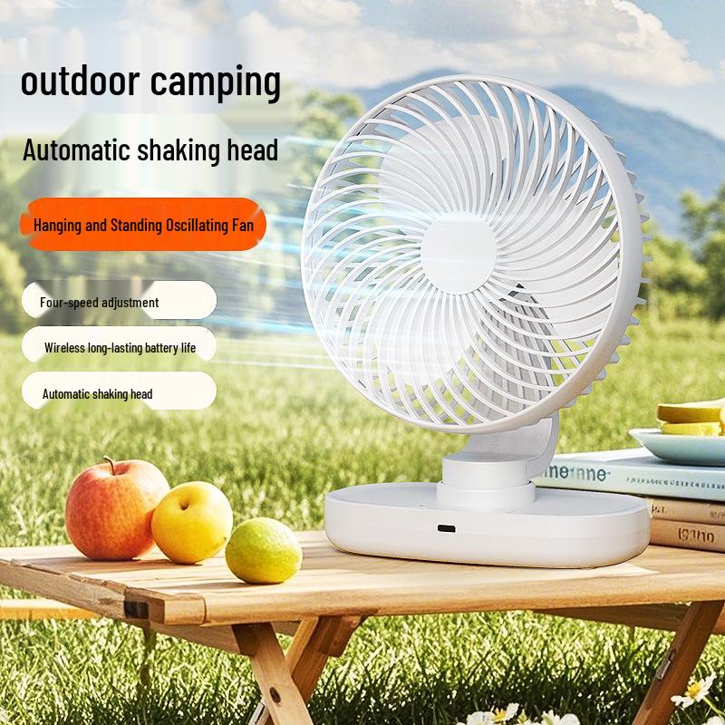 USB Rechargeable Desktop Fan - Silent, Dual-Use with Brushless Motor