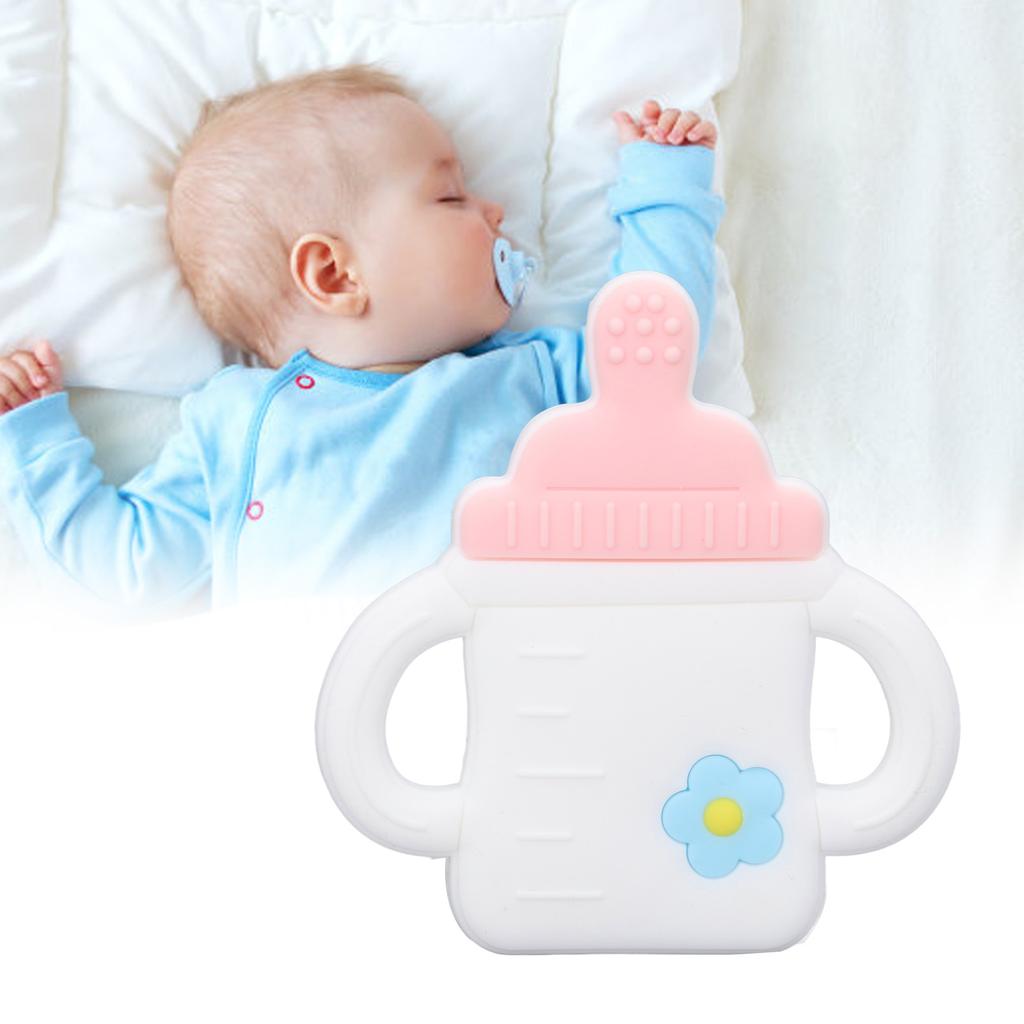 Baby Teether Cartoon Bottle Shape One Piece Soft Flexible Baby Silicone Teether Baby Teething Chew Toys