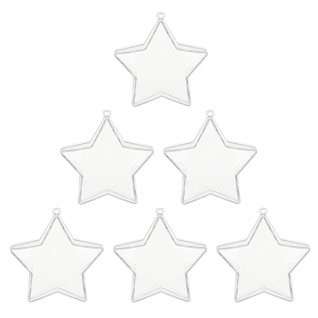 Set Of 6 Transparent Plastic Fillable Baubles Christmas Tree Hanging Ornaments Festival Home and Event Decoration