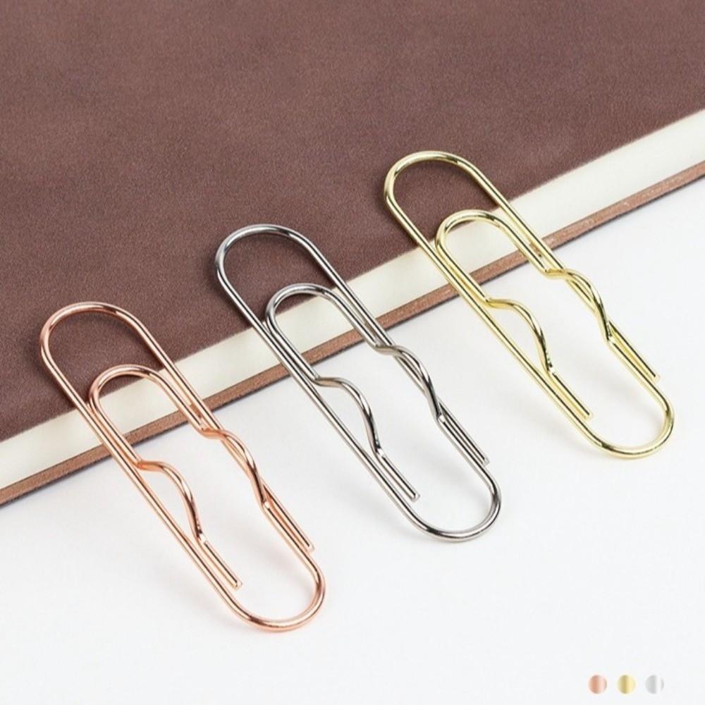 10pcs Metal Pen Fix Clips Ticket Clip Multi-functional Stationery Clips Book Cover Gold Silver Rose Pen Holder Pin