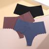 FINETOO Seamless Ruffles Women's Panties Sexy Ice Silk High Waist Thongs Female Comfortable Stretch G-string Lingerie S-XXL