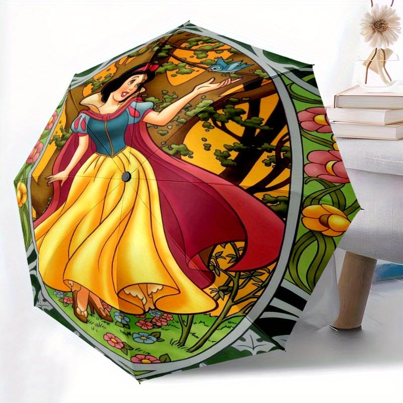 Snow White Cartoon Umbrella, Portable 3-Fold Compact Umbrella, Suitable for Camping, Hiking and Travel, Ideal Easter Birthday Gift for Famil
