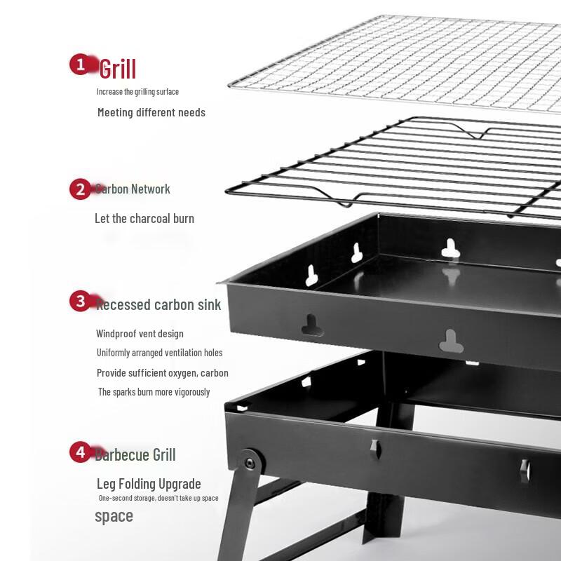 Hedawu Outdoor Portable Charcoal BBQ Grill