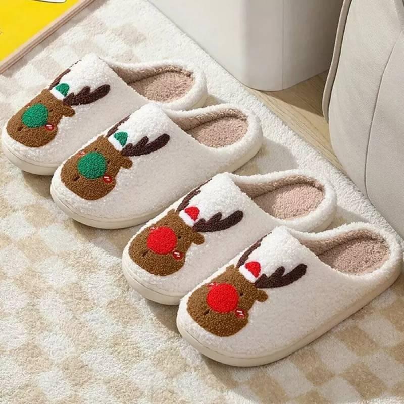 Cozy Plush Cotton Slippers For Women Warm Indoor Winter Footwear Perfect For Christmas And Halloween