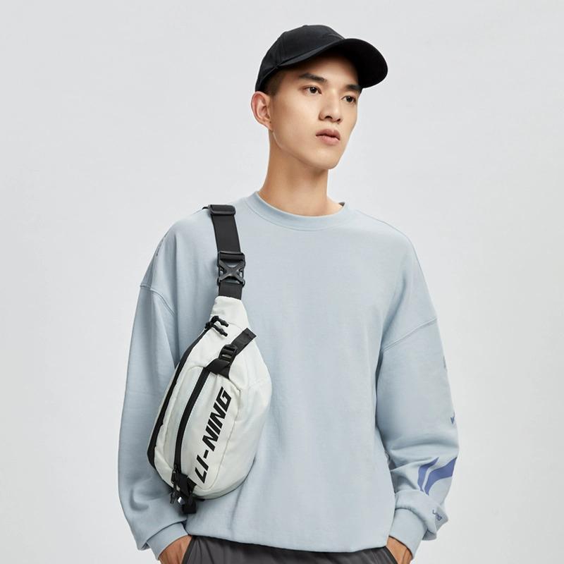 Li-Ning Portable Lightweight Trendy Fashion Oxford Crossbody Bag Unisex Bags Classic-Black Ivory-White XMX021-1