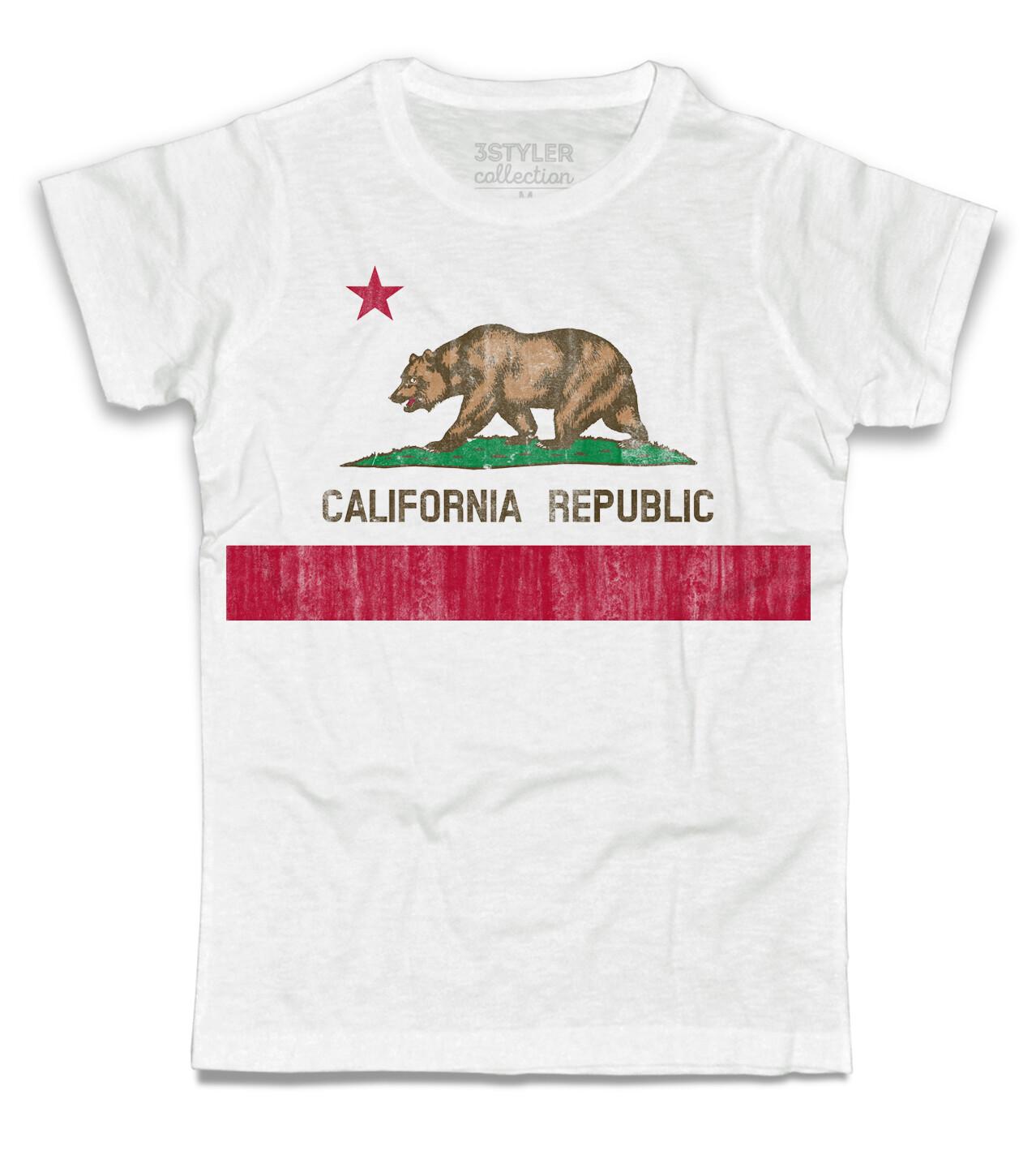 Men s California Bear Flag T-Shirt With Red Star And Bear No Happiness- Unisex T-Shirt S