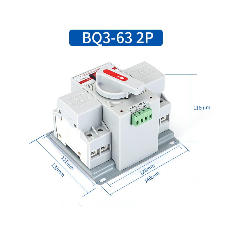 Dual Power Automatic Transfer Switch, Mini Type, 2P 63A, 3P 100A, 4P 63A
