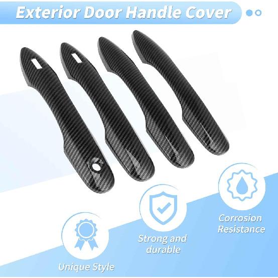 Exterior Door Handle Bowl Cover Trim Set for Toyota Camry LE SE XLE XSE 2018-2024 8th 8.5th Gen Door Handle Cover Protector Black Carbon Fiber