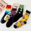 European & American Creative Oil Painting Mid-Calf Socks: Trendy Autumn/Winter High-Tube Cotton Socks