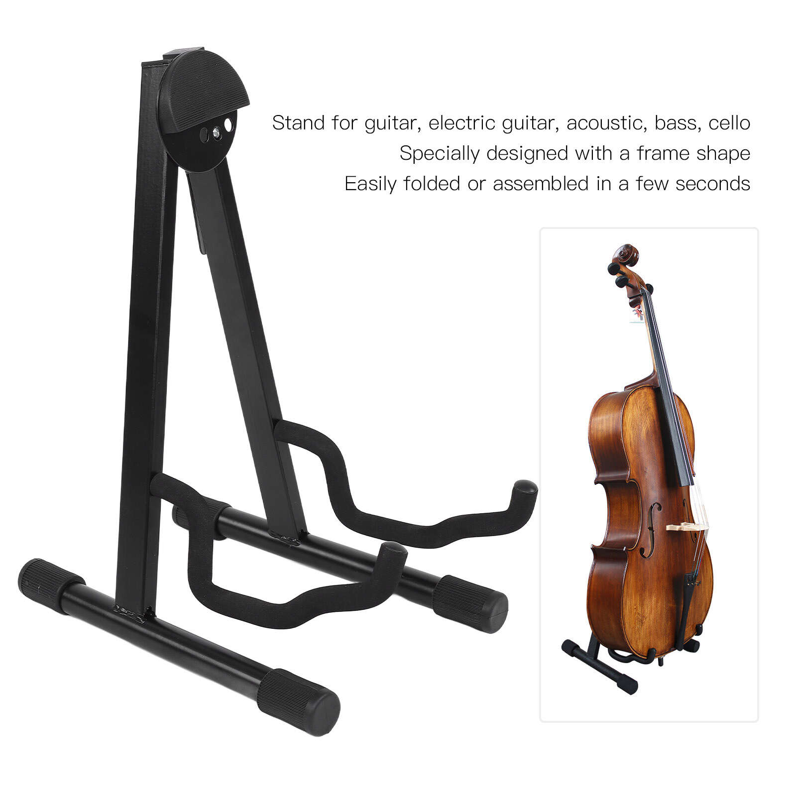 

Подставка для виолончели Складная опора Рамка Дисплей Держатель для хранения Скрипка Гитара Бас Аксессуар Черный