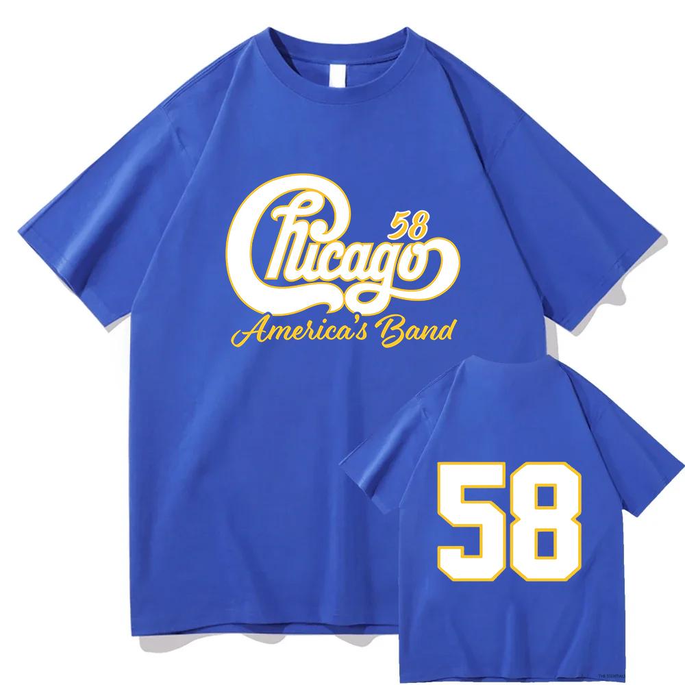 58 Chicago America's Band Printed Tshirt Streetwear Unisex Short Sleeve Cotton Female T-shirt Graphic Printing Tees Women Shirts