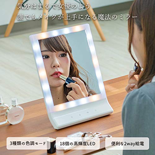 SMALY Actress Mirror with Light, Tabletop, Wall-Mounted, Hollywood Mirror, USB, Battery Operated, 2-Way, Portable