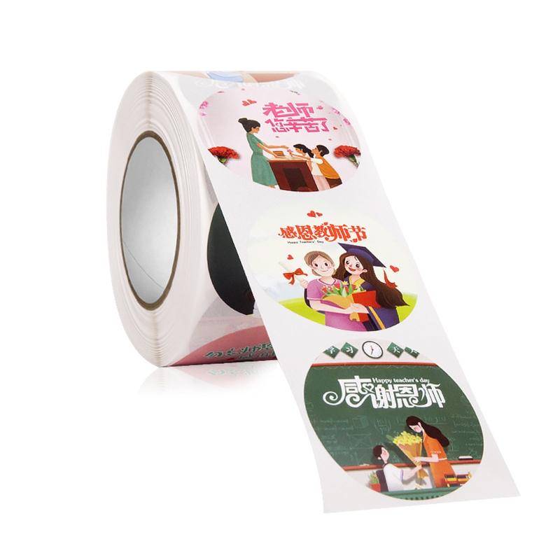 500 Counts Teacher's Day Stickers 1.5Inch Gift Wrap Stickers Self-adhesive Sealing Sticker for Thank You Letter Envelope
