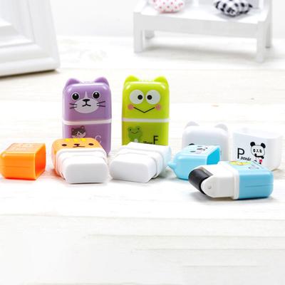 6Pcs Eraser Easy To Wipe Comfortable Grip Sophisticated Exquisite Cartoon Printing Good Elasticity Plastic Cute Roller Animal Eraser for School