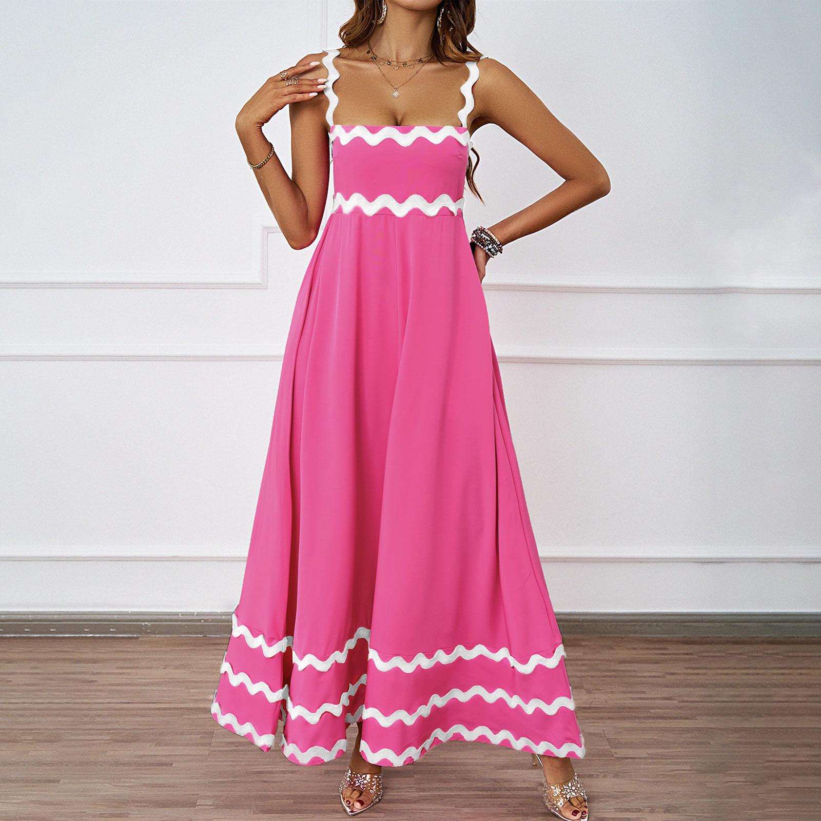

Women s Fashion Sexy Color Sleeveless Strap Dress Women s Dress Long Dress XXL