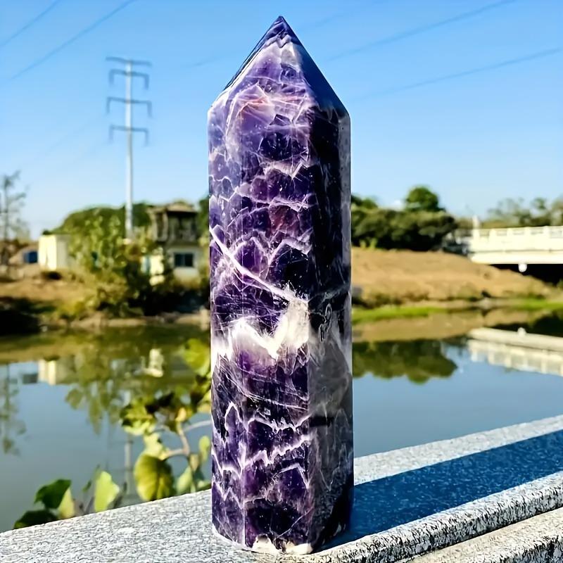 15Cm 4 Pcs Genuine Natural Crystal Point Wands Hexagonal Prism Obelisks With Unique Mineral Veins Amethyst Obsidian Labradorite