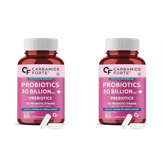 

Carbamide Forte Probiotics Supplement 30 Billion for Women & Men - 60 Veg Capsules (Pack of 2)