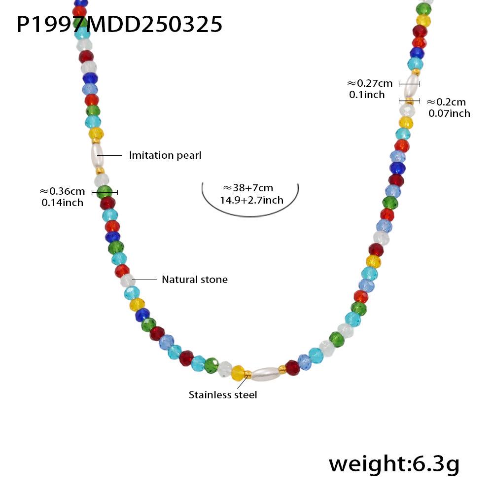 Qiong Yao Ethnic Style Multi-Color Natural Stone & Seed Bead Necklace for Women