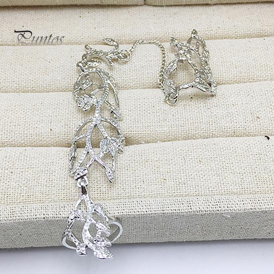 Finger Chain Ring Flower Pattern Jewelry Adjustable Women's Fashion Women Link for Wedding