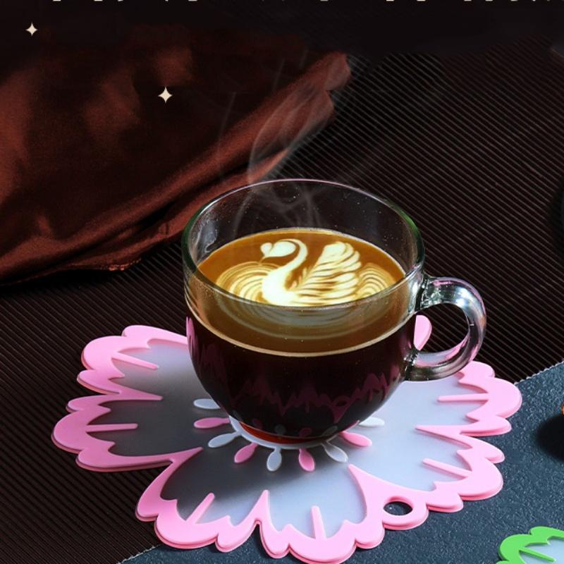 Soft Rubber Coasters Creative Pvc Flower Table Cups Heat Insulation High Temperature Anti-slip Pot Mats  Jewelry Photography