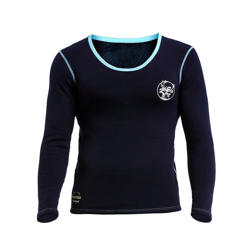 

Мужской толстый бархатный термосвитер с круглым вырезом - теплый базовый слой на осень/зиму XXL сапфировый