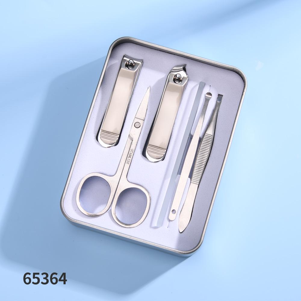 5-Piece Stainless Steel Nail Clipper & File Set with Portable Tin Gift Box