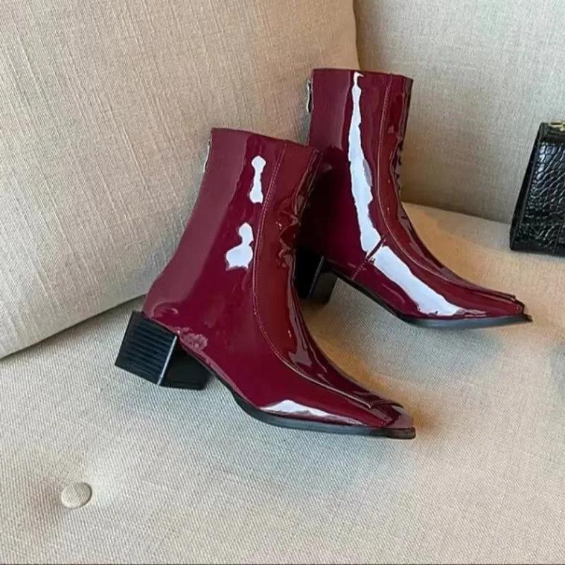 Jaro podzim dámské kotníkové boty hranatá hlava nízký podpatek platforma dámské boty chelsea zima zapatos mujer krátké boty vysoké podpatky