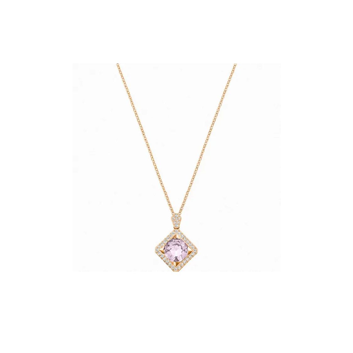 Swarovski Carina Square Minimalist Versatile Necklace Women necklace Rose-Gold Crystal 5223568 Box (Random Color)