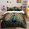 "Elegant Peacock Design Home Decor" Exquisite Three-Piece Bedding Set Gift For Kids And Adults